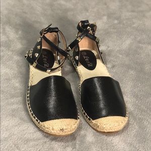 Studded Ankle Strap Espadrilles